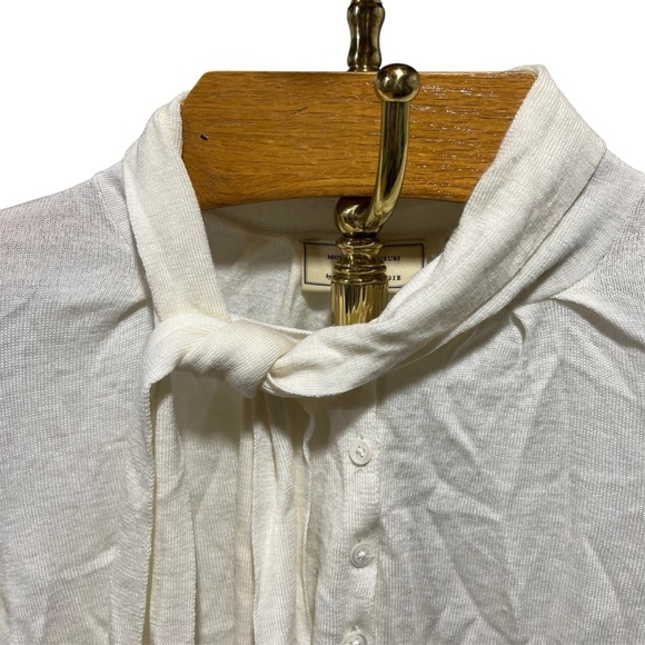 Anthropologie Moulinette Soeurs Elegant White Cream Wool Women's Blouse - Picture 2 of 14